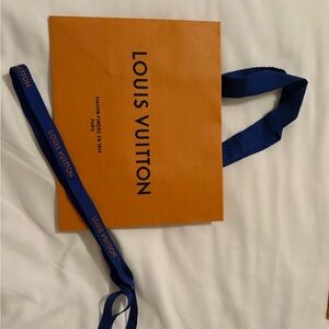 Louis Vuitton Orange Shopping Bag with Blue Ribbon